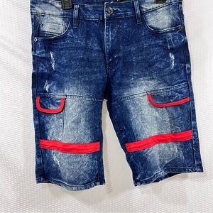 South Pole Denim Jeans Shorts Mens Size 30 Slim Cargo Acid Wash Bermuda